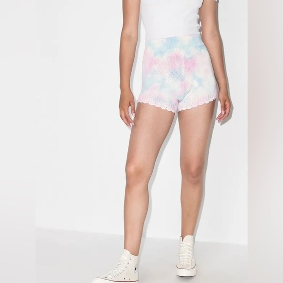 LoveShackFancy Karrisa Tie Dye Knit Scallop Shorts - Picture 1 of 4
